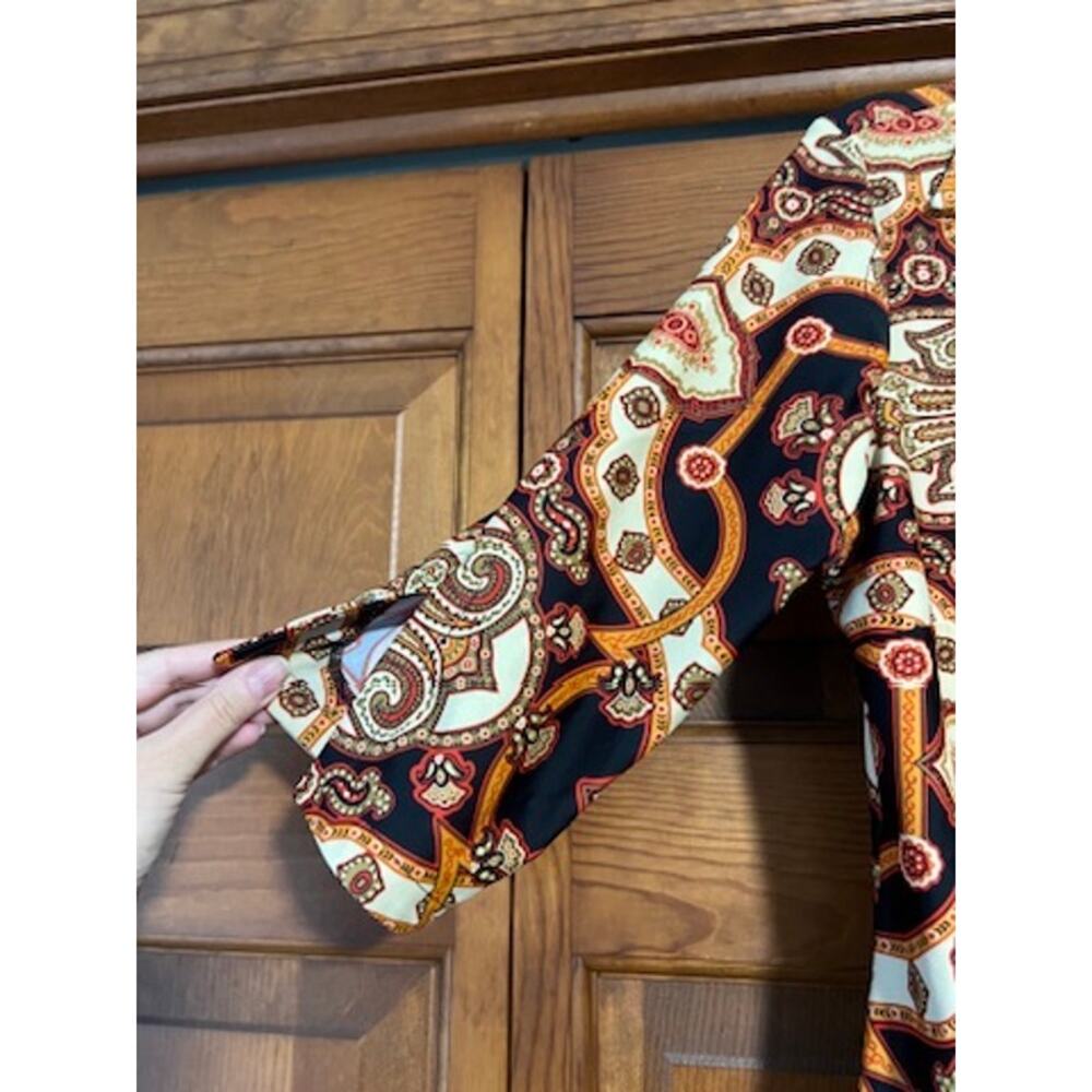 Jude Connally Paisley Print Shift Dress Brown Orange Half Sleeve Southern Size M - Picture 5 of 10